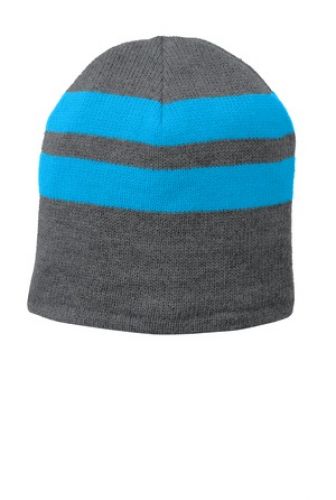 Fleece-Lined Striped Beanie Cap