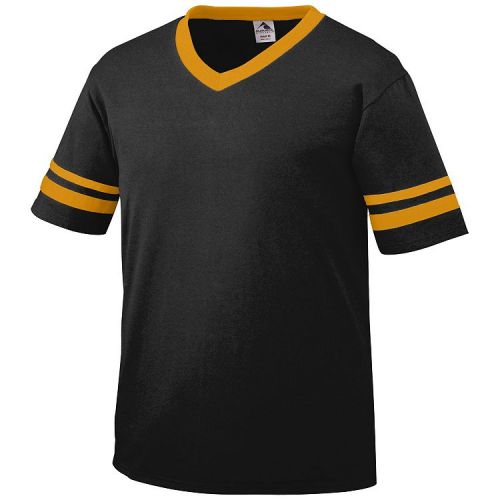 V-Neck Jersey with Striped Sleeves