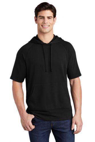 PosiCharge ® Tri-Blend Wicking Fleece Short Sleeve Hooded Pullover