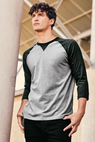 Sueded Cotton Blend 3/4-Sleeve Baseball Raglan Tee