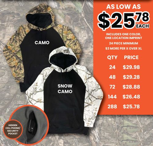 Premium Blend Hoodie with Camo Trim